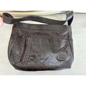 Auburn Woods Brown Faux Leather Tote Bag Y2K Zipper Medium Tote Elena Gilbert